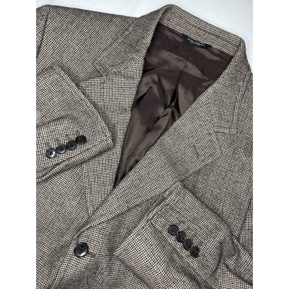 Dolce And Gabbana Men's Brown Herringbone Wool Blend Sport Coat Blazer 46 Italy‎